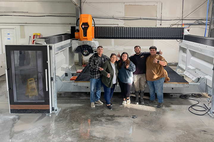 Picture of a current customer with their Versa 5 machine installed at their countertop fabrication company