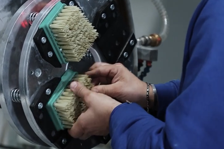 Picture showing leathering and brushing on the Versa 5 5 axis CNC saw